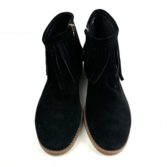 Kate Spade Ankle Boot 8 Betsie Too Suede Fringed Black Booties Womens Zip Up - Picture 3 of 14